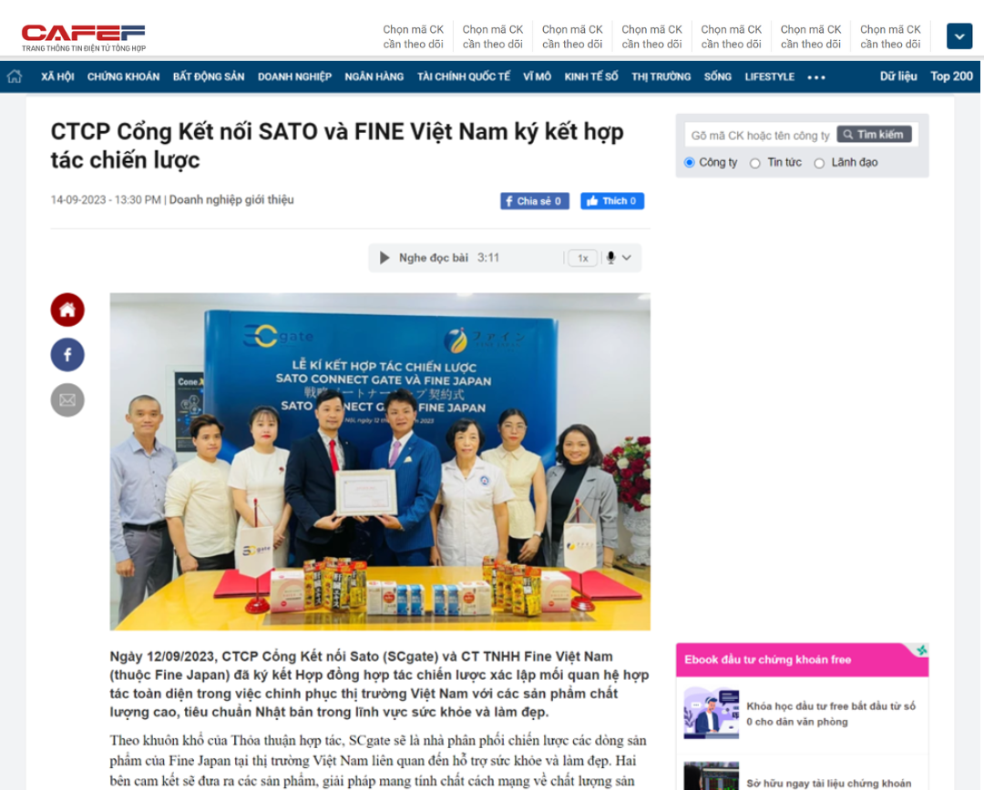 Báo chí đưa tin về lễ ký kết hợp tác chiến lược giữa SCgate và Fine Việt Nam